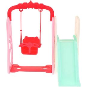 Miniature Dollhouse Swing Set,Mini Swing and Slide Toy,Dollhouse Landscape Ornament Mini Playground Accessories(Random Color)