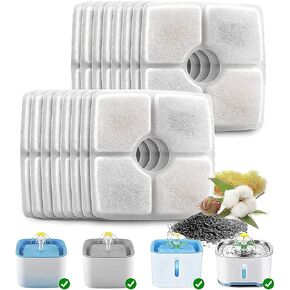 16 Pack Cat Water Fountain Filters, Pet Fountain Replacement Filters, Cat Fountain Filter for 84oz/2.5L Square Pet Fountains, Automatic Water Dispenser Drinking Fountain