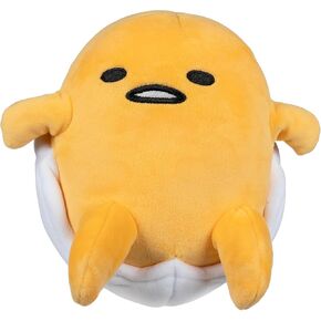 Hello Kitty and Friends - 8" Gudetama Squishy Plush Relaxing in an Egg Shell - Officially Licensed Sanrio Product by Jazwares - Ages 6+