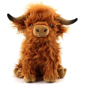 Highland Cow Stuffed Animals Plush Toy Fluffy Bull Animal Doll Soft Gift for Kids Boys Girls, 10 inch Tall