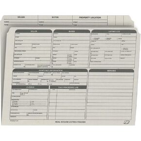 Real Estate Listing Folder - Right Panel List Holder for Documents Pre-Printed with Closing Checklist & Tracker on Card Stock, Color- Dots for Organization - Letter Size, 25-Pack - Gray