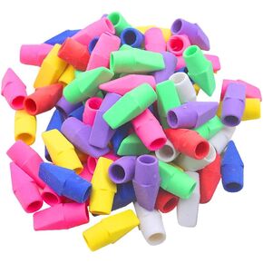 100 Pcs Rubber Pencil Tips Tops Eraser Colorful Pencil Caps Eraser Toppers Kids Pencil Eraser Student Stationery for School Office in Saudi Arabia
