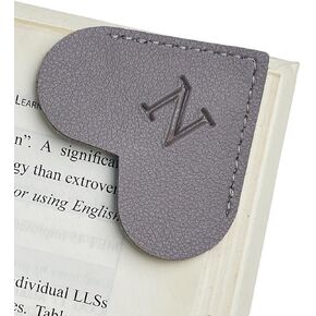 MOTEERLLU Personalized Leather Heart Bookmark with Initial, Cute 26 Letters Custom Corner Book Mark for Reading Women, Teacher, Student, Book Lovers Gifts, Book Accessories (Pink, A)