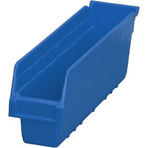 Akro-Mils 30048 Plastic Nesting ShelfMax Storage Bin Box, (18-Inch x 4-Inch x 6-Inch), Blue, (8-Pack)