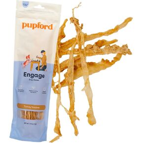 Pupford Turkey Tendon Dog Reward, High-Protein Chews for Healthy Teeth & Joints, Grain-Free, Made in The USA, Perfect for Training & Rewards, 100% Real Turkey, Delicious Chew, Pack of 10