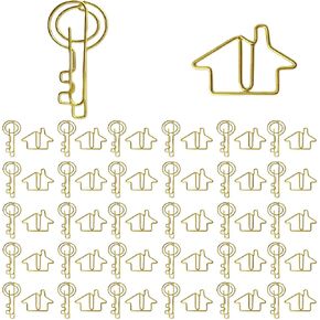 Real Estate Agent Paperclips Supplies - 60pcs Realtor Paper Clips House Key Shaped Clips Gifts for Office Home Classroom