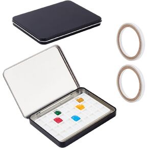 PH PandaHall 2 Sets Empty Watercolor Palette Case 36 Wells Paint Palette Iron Palette Tin Box Drawing Paint Box with Lid Airtight Paint Palette for Travel Painting Art Supplies 4.6x3.4 inch