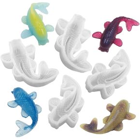 4pcs Koi Fish Silicone Resin Mold, lyfLux Carp Goldfish Decoration Epoxy Mold for DIY Making Decoration Bonsai Keychain Pendants