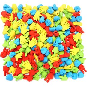 Frcctre 200 Pack Pencil Eraser Caps, Funny Rock Paper Scissors Shapes Pencil Top Erasers Studying Supplies for Teachers Sudents Classroom Home and Office, 4 Colors&Shapes