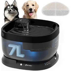 Wireless Dog Water Fountain, Battery Operated Dog Water Dispenser with Motion Sensor, 7L/237 fl oz Cordless Pet Fountain Water Bowl for Small to Large Dogs, Cats, Multi-Pets, 3 Work Modes