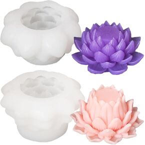 2 PCS 3D Lotus Candle Mold Flower Silicone Candle Mold Aromatherapy Candle Molds Lotus Soap Mold Lotus Flower Resin Making Molds Floral Silicone Molds for Candle Making Home Decorate