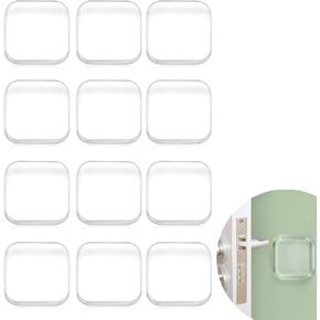 Door Stopper Clear Rubber Door Stops Wall Protector, Transparent Self Adhesive Door Handle Knob Wall Shield Bumper Guard for Bathroom,Kitchen, Tables, Wall Fridge Cabinet Headboard 12 Pack (Clear)