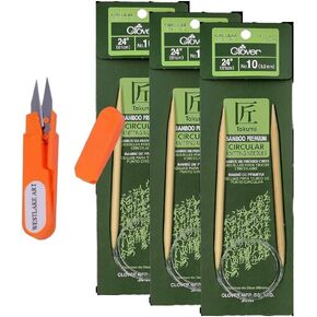 Westlake Art Takumi Bamboo Circular ، 0.32 Oz Size 10 إبر حياكة دائرية 24 بوصة مع مقص التطريز ، والحياكة السلسة ، والكابل المرن لمشاريع سلسة (حزمة 3) in Kuwait