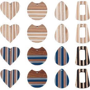 FASHEWELRY Resin Wood Leaf Earring Charms Wooden Earring Blanks