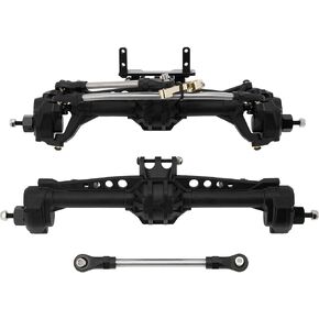 محاور نايلون بوابة Redspider الأمامية والخلفية مع تروس الصلب ومحامل المعادن ， لـ AXIAL SCX10 SCX10 II 90046 90047 1/10 RC Crawler Axles Pasrts. (أسود)