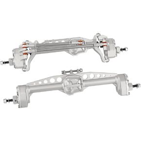CNC Metal Front and Rear Portal Axles for 1/10 RC Crawler Car Axial SCX10 III AXI03006 AXI03007 Wrangler JL AR45 Axle Upgrade Part (Silver)