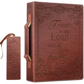 FINPAC غلاف الكتاب المقدس الكلاسيكي الكبير من الجلد النباتي الحمل كيس الكنيسة حقيبة الكتاب المقدس وقائي مع المقبض ، هدية للرجال ، النساء ، الأب ، الأم ، الأصدقاء ، بني in Kuwait