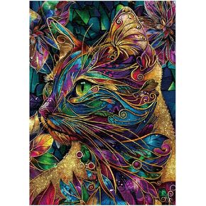 Colorful Cats Puzzles Painting Puzzle for Adults 1000 Pieces, Animal Art Jigsaw Puzzles 1000 Pieces Vibrant Colors Cat Puzzle, Fantasy Rainbow Painting Puzzle