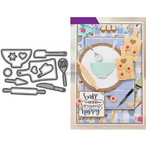 Kitchen Utensils Metal Cutting Dies for Card Making, Paper Embossing Die Cuts Kit Templates Supplies, Photo Frame Album DIY Scrapbooking Stencils Sets