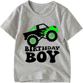 Birthday Shirt Boys Toddler T-Shirts Birthday Tees Little Kids Top Outfit Black Gray 2nd 3rd 4th 5th 6th 7th in Kuwait
