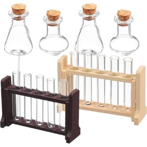 BESTonZON 2 Sets Miniature Test Tubes Dollhouse, Doll House Laboratory Dollhouse Miniature Test Tubes Wood Decorations, Miniature Dollhouse Laboratory Decorations, Miniature Science Lab Dollhouse