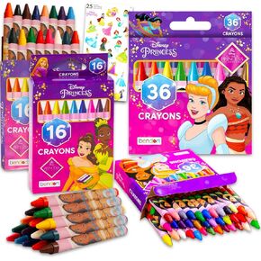 Disney Princess Crayons for Toddlers Ages 1-3 - Bundle with 68 Crayons for Toddlers Featuring Disney Princesses for Party Favors, Goodie Bags, More | Disney Princess Crayon Set