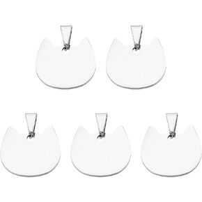 uxcell 5 Pcs 25mm/0.98 Inch Pointy Ears Cat Blank Stamping Tags, Metal Charm Dog ID Tags for Pet Name Tag Making Crafts Decoration DIY Pendants, Silver