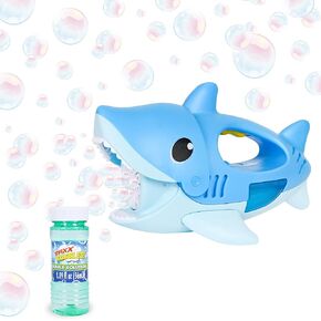 Handheld Shark Bubble Blower with Music – Squeeze-Activated Bubble Maker for Kids, 4oz Non-Toxic Solution Included, Fun for Outdoor Play, Pool Parties, Birthdays, Beach Days, Summer Fun, Ages 3+