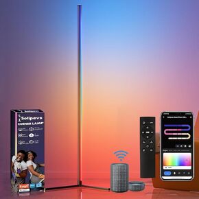 LED Floor Lamp, RGB Corner Lamp Works with Alexa/APP/Remote Control, Smart Corner Light with 16 Million DIY Colors, Music Sync, Color Changing Standing Floor Lamp for Bedroom Living Room Gaming Room