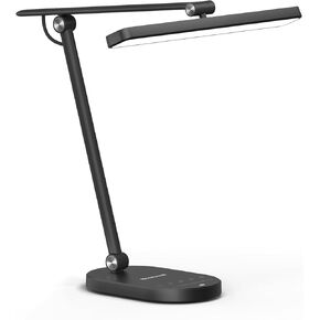 Honeywell LED Desk Lamp for Home Office - H4 Sunturalux™ Eye-Caring Desk Light, 14W Dimmable Table Lamp with 3 Color Modes 5 Brightness Levels, Auto Dimming, Timer, Adjustable Study Lamp, White
