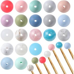 20pcs Beads Knitting Needle Stoppers Color Needle End Caps 15mm Round Silicone Knitting Needles Point Protectors Needle Tip Cover Knitting Tool for Knitting Needle Caps Needle Tip Cover
