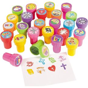 Religious Stamper Assortment - Bulk set of 50 - Sunday School Supplies, Party Favors and Easter Fillers