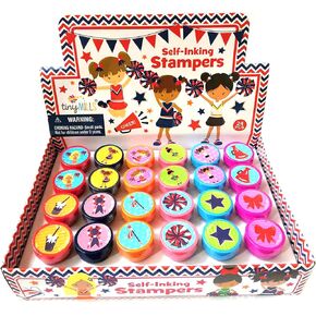 TINYMILLS 24 Pcs Cheerleading Assorted Stamps for Kids Stamps (12 Different Designs) Cheer Party Favors, Cheer Camp Favors,