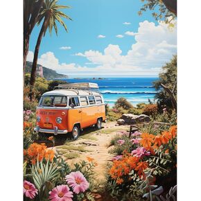 KURUMi Art DIY Paint by Numbers - Easy Adult Canvas Kit, Oil Paint by Numbers for Adults Kit, 12"×16"