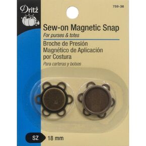 Dritz 759-38 Sew-On Magnetic Snap Set ، حجم 18 مم ، نحاس أثري
