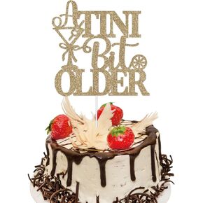 A Tini Bit Older Birthday Cake Topper,Espresso Martini Themed Birthday Decorations for Women Martini Tiny Bar Party,Weenies and Tinies Martini Bachelorette Party Decor,Glitter Champagne Gold