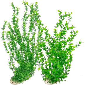 Enhance Your Aquarium with 2-Pack Large 21-Inch Artificial Fish Tank Plants Plants for High Fish Tank Decorations,Artificial Aquarium Plants (Green)