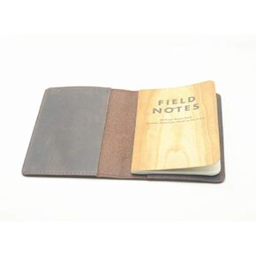 JJNUSA Handmade Vintage Genuine Leather Slim Leather Journal Cover for 3.5" X 5.5" Field Notes Moleskine Cahier Cover Travel Notebooks Wallets for Men Women (Darkbrown)