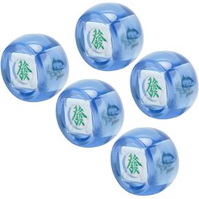 Mahjong Dice, 5Pcs Mahjong Wind Direction Dices South West North Sphere Game Dice for Entertainment (Transparent Blue)