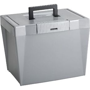 Pendaflex 20862 Portable Letter Size Hanging File Box, 13-7/8w x 10-3/4d x 10-1/4, Steel Gray