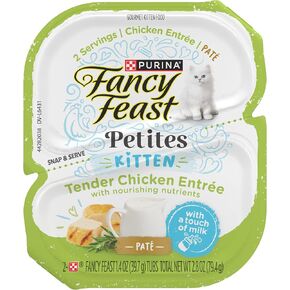 Purina Fancy Feast Petites Tender Chicken Entree Pate Gourmet Wet Kitten Food - (Pack of 12) 2.8 oz. Tubs