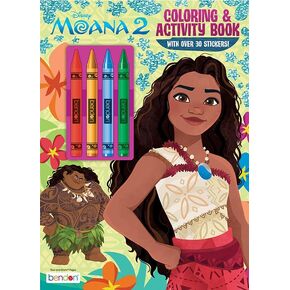 Bendon Moana Coloring & Activity Book with 4 Crayons | Moana 2 Coloring Book | Maui Coloring Book | Moana Activity Coloring Book | Over 30 Moana Stickers & 4 Crayons | Officially Licensed
