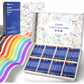 ENMY Crayon Bulk Class Pack 320 Count, 8 Assorted Colors with 40 Crayons per Color, Back To School Supply List Essential, Non-Toxic Bulk Crayon for School Supply Rooms and In Class For Teachers