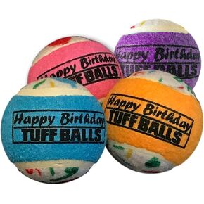 PetSport Jr. Happy Birthday Tuff Balls (1.8" Happy Birthday Tuff Balls Jr 4PK)