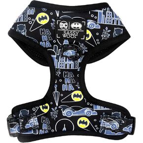 تسخير الكلب القابل للتعديل - Batman ™ - S ، شبكة تنفس ، لا يوجد تصميم سحب مع حلقتين D ، تصميم براءة اختراع ، مثالي للكلاب الصغيرة والجرو - مرخصة رسميًا