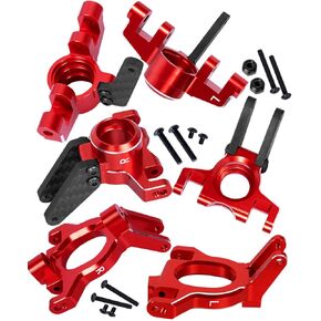 Upgrades Parts for 1/10 4x4 Kraton/Outcast 4S BLX,1/8 Mojave 4X4 4S BLX,Aluminum Front Steering Block Knuckles & C-Hubs Caster Blocks & Rear Hubs Hops Up,Red