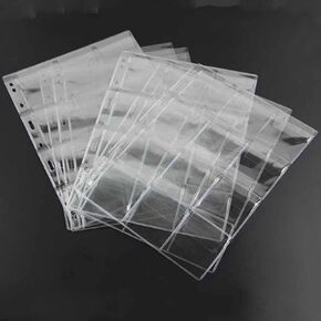 5 Sheets Coin Pages 12 Pockets Coin Collecting Pages Coin Binder Inserts Sleeves Coin Album Storage Holder with Standard 9 Hole for Coin Currency Stamp Badges Collecting Supplies