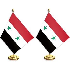 2pcs علم مكتب سوريا ، يبلغ طوله 12 بوصة سوريين صغيرة داخلية ، ديكور طباعة صغير للمكتب الطاولة الرئيسية