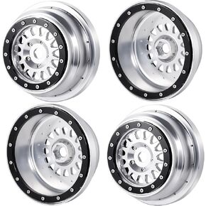 4PCS Aluminium Beadlock Wheels 1/6 RC Wheel Hubs Rims CNC Beadlock Wheel Rims Wheel Hubs Compatible with Losi 1/6 Super Baja Rey 2.0 RC Crawler Car Upgrades