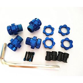 Aluminum Widen 17MM Splined Wheel Hubs and Hex Nuts for Traxxas E-REVO REVO Summit 6469 5854 Blue